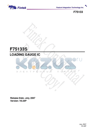 F75133S datasheet - LOADING GAUGE IC