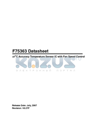 F75363SG datasheet - a1oC Accuracy Temperature Sensor IC with Fan Speed Control