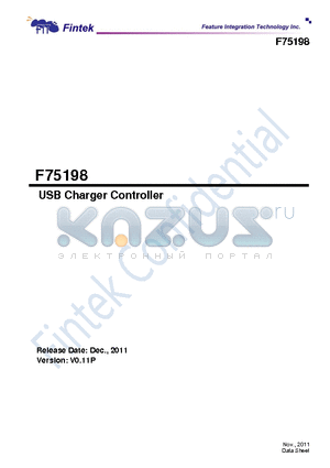 F75198A datasheet - USB Charger Controller