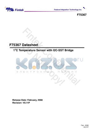 F75367 datasheet - a1oC Temperature Sensor with I2C-SST Bridge