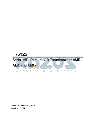 F75125 datasheet - Serial VID, Parallel VID Translator for AMD AM2 and AM2