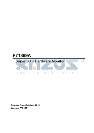 F71869A datasheet - Super I/O  Hardware Monitor