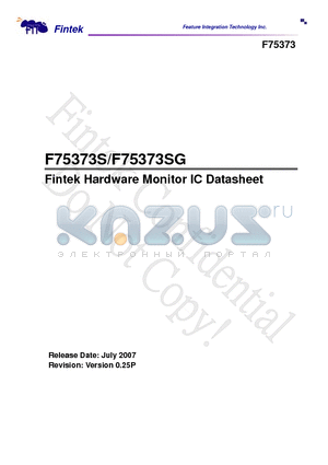 F75373 datasheet - Fintek Hardware Monitor IC Datasheet