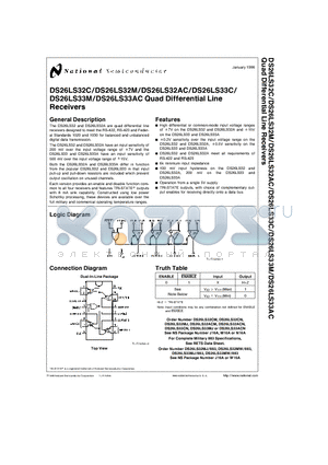 DS26LS32MW/883 datasheet - Quad Differential Line Receivers