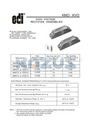 KMO15 datasheet - HIGH VOLTAGE RECTIFIER ASSEMBLIES