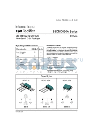 88CNQ060A datasheet - SCHOTTKY RECTIFIER