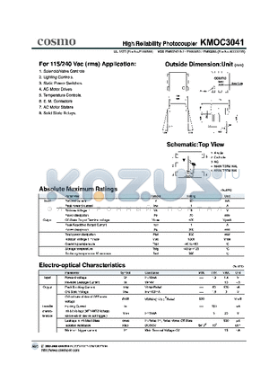 KMOC3041 datasheet - High Reliability photocoupler