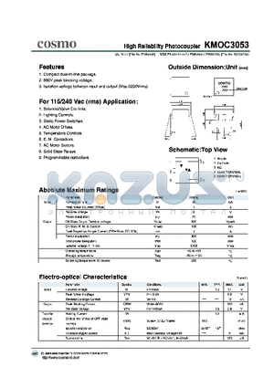 KMOC3053 datasheet - HIGH RELIABILITY PHOTOCOUPLER