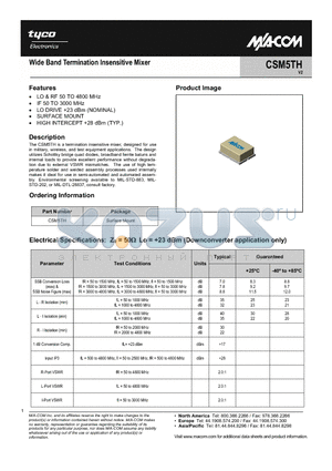 CSM5TH datasheet - Wide Band Termination Insensitive Mixer