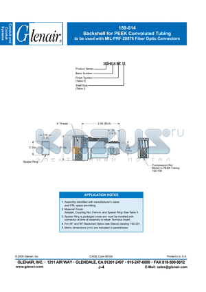 189-014B11 datasheet - Backshell for PEEK Convoluted Tubing