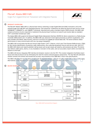 88E1116R datasheet - Single-Port Gigabit Ethernet Transceiver with Integrated Passives