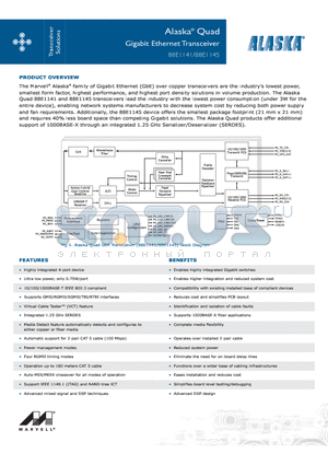 88E1145 datasheet - Gigabit Ethernet Transceiver