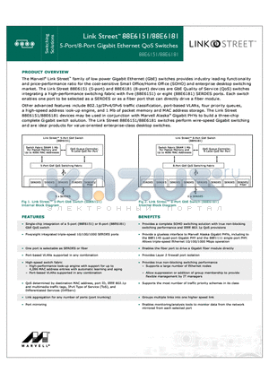 88E6151 datasheet - 5-Port/8-Port Gigabit Ethernet QoS Switches