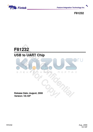 F81232 datasheet - USB to UART Chip