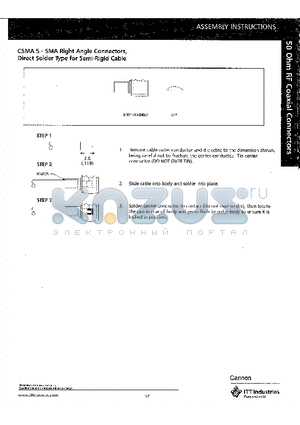 CSMA5 datasheet - SMA Right Angle Connectors, Direct Solder Type for Semi-Rigid Cable