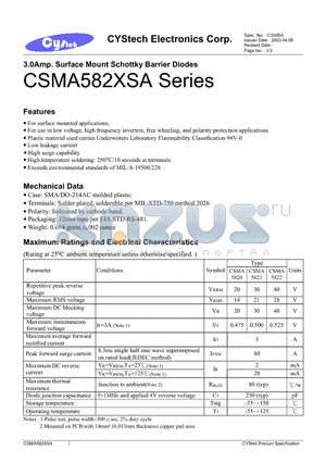 CSMA5820 datasheet - 3.0Amp. Surface Mount Schottky Barrier Diodes