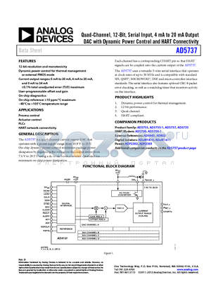 AD5737ACPZ-RL7 datasheet - Quad-Channel, 12-Bit, Serial Input, 4 mA to 20 mA Output