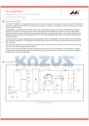 88EM8011 datasheet - Digital Power Factor Correction Controller Smart Green Technology