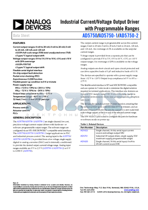 AD5750ACPZ-REEL7 datasheet - Industrial Current/Voltage Output Driver