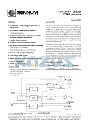 GS9001-CQM datasheet - EDH COPROCESSOR