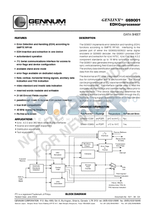 GS9001_04 datasheet - EDH Coprocessor