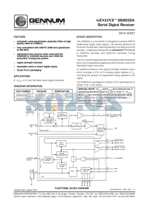 GS9005ACTJ datasheet - Serial Digital Receiver