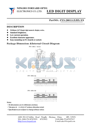 FYS-20011AX-1 datasheet - LED DIGIT DISPLAY