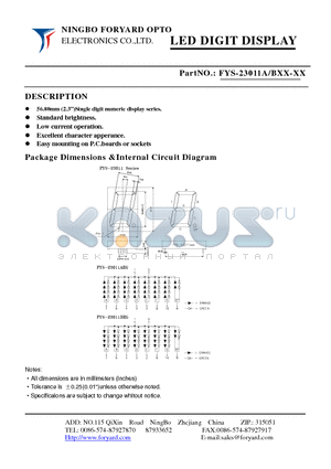 FYS-23011AXX-0 datasheet - LED DIGIT DISPLAY