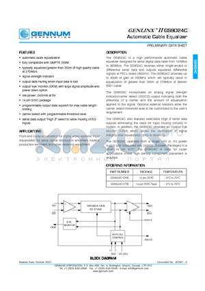 GS9024C-CKB datasheet - Automatic Cable Equalizer