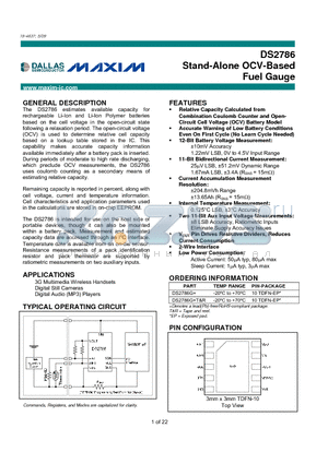 DS2786_09 datasheet - Stand-Alone OCV-Based Fuel Gauge