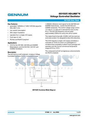 GS9060 datasheet - HD-LINX II Voltage Controlled Oscillator