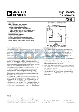 AD586T datasheet - High Precision 5 V Reference