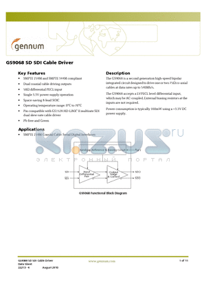 GS9068-CTAE3 datasheet - SD SDI Cable Driver