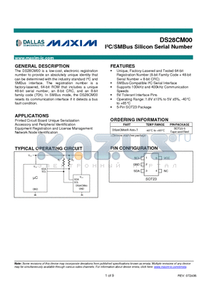 DS28CM00 datasheet - IbC/SMBus Silicon Serial Number