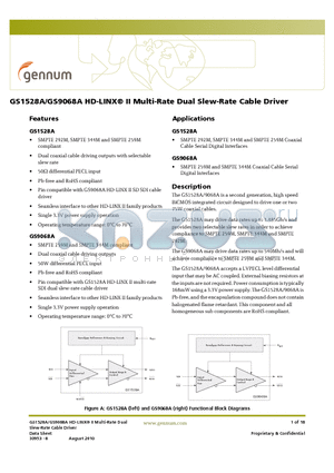GS9068ACKAE3 datasheet - HD-LINX II Multi-Rate Dual Slew-Rate Cable Driver