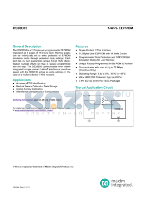 DS28E05 datasheet - Single-Contact 1-Wire Interface