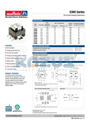 KMP_5300C datasheet - 10A Current Sensing Transformers