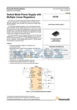 33730_12 datasheet - Switch Mode Power Supply with Multiple Linear Regulators