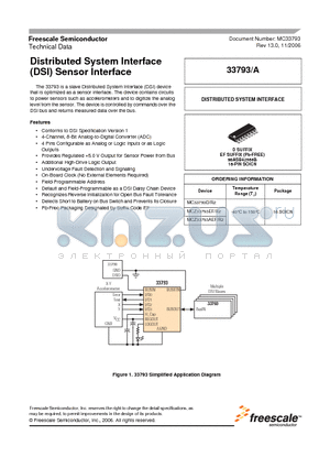 33793 datasheet - Distributed System Interface (DSI) Sensor Interface