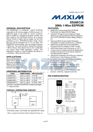 DS28EC20_11 datasheet - 20Kb 1-Wire EEPROM