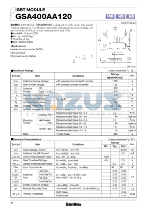 GSA400AA120 datasheet - High speed, high current switching applications.