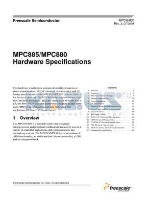 KMPC880ZP80 datasheet - Hardware Specifications