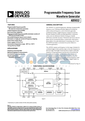 AD5932 datasheet - Programmable Frequency Scan Waveform Generator