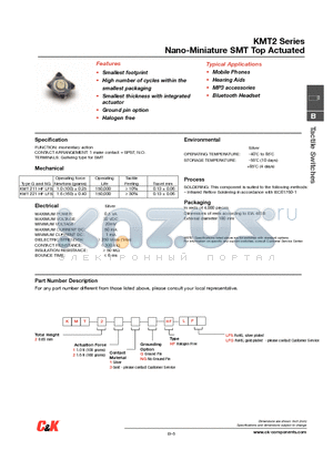 KMT21GHFLFS datasheet - Nano-Miniature SMT Top Actuated