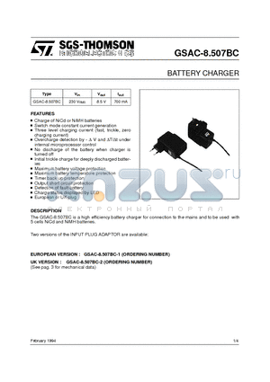 GSAC-8507BC datasheet - BATTERY CHARGER