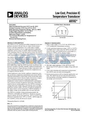 AD592AN datasheet - Low Cost, Precision IC Temperature Transducer