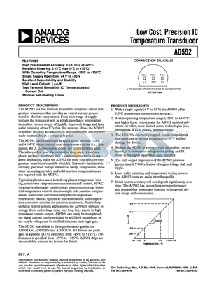 AD592ANZ datasheet - Low Cost, Precision IC Temperature Transducer