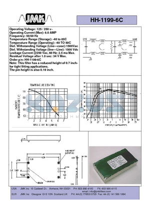 HH-1199-6C datasheet - Operating Voltage: 125 / 250 v~ Operating Current (Max): 6.0 AMP