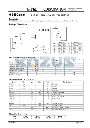 GSBC856 datasheet - PNP EPITAXIAL PLANAR TRANSISTOR