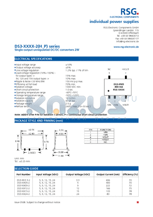 DS3-XX05-2 datasheet - Single output unregulated DC/DC converters 2W